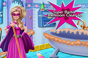 芭比超人清理浴室