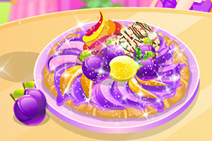 母女俩制作梅子馅饼