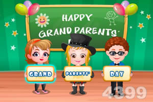 可爱宝贝庆祝祖父母节