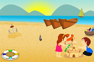 孩子们逃离沙滩