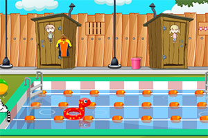 男孩泳池滑梯逃脱