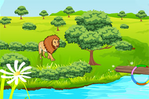 山羊逃脱雄狮追捕