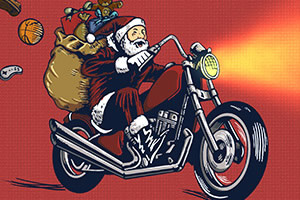 圣诞老人骑摩托车