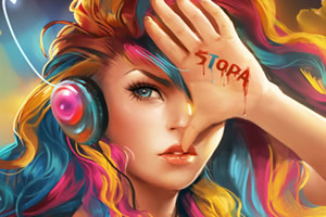 彩色幻想女孩找星星