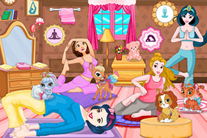 公主和宠物做瑜伽