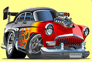 红色卡通赛车拼图
