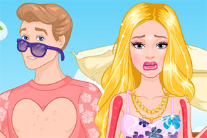 芭比和肯沙滩嬉戏