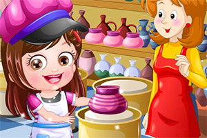 可爱宝贝做陶艺