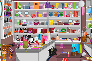 杂乱的化妆室找物品