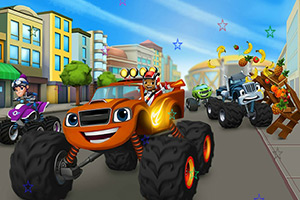 卡通怪物卡车找星星