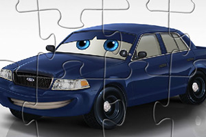 蓝色卡通警车拼图