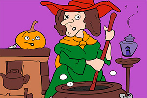 万圣节的女巫填颜色