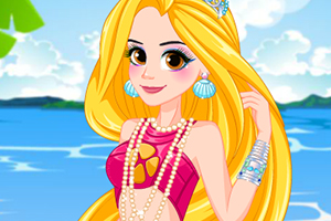 长发公主的人鱼装扮