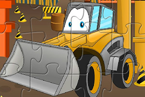 卡通推土机拼图