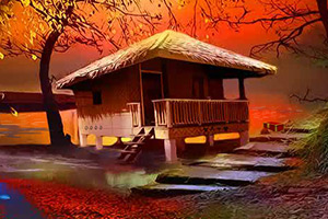 逃离黄昏下的凉亭