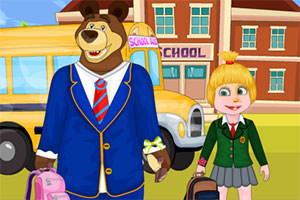 玛莎和熊去学校