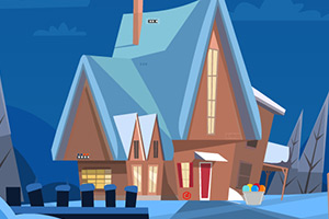 逃离雪中的房子