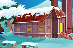 逃离雪中木头屋