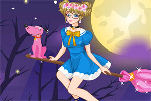 魔法扫帚上的女孩