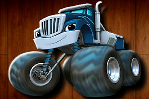 蓝色卡通大脚车拼图