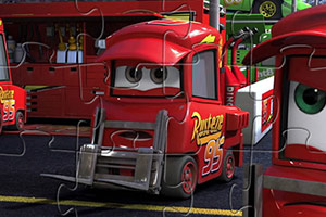 卡通红色叉车拼图