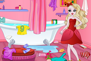苹果公主打扫浴室