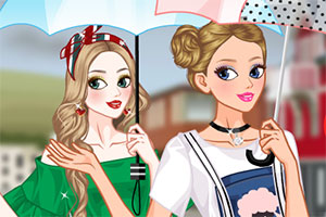 雨伞下的可爱女孩