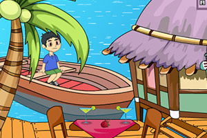 救援船舶上的男孩