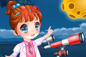 漂亮女孩赏月亮