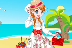 元气少女海边野餐