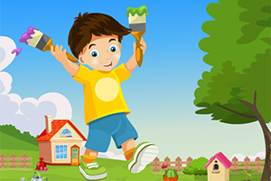 救援爱图画的男孩