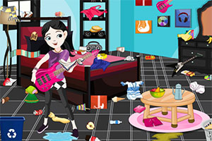 女孩清洁音乐室