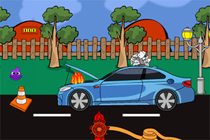 逃离着火的车辆